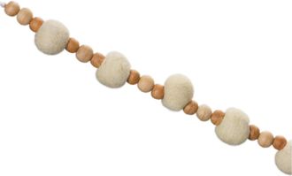 Melrose International Wood Beaded String Garland (Set of 2) - Tan; White