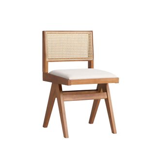 Klast Silla de comedor de madera beige-nogal 45 cm x 82 cm