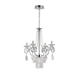 Netlighting Eden Ceiling Pendant Chandelier 4 Light G9 Polished Chrome Crystal in Silver