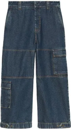 Gucci Denim Trousers With Gucci Label Dark Blue 774082-XDCS9-4447