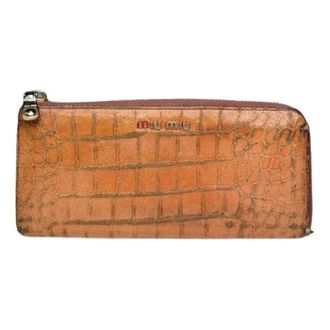 Miu Miu Pre-owned Leren Portemonnee - Dames - Vintage Accessoires - Oranje - ONE Size - Leer - Vintage