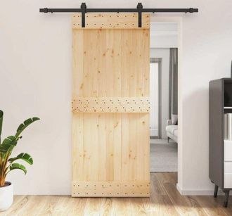 vidaXL Puerta Corredera Con Herrajes Madera Maciza De Pino 90x210 Cm Vidaxl