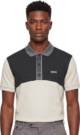 HUGO BOSS White Color Block Shirt Collar Polo