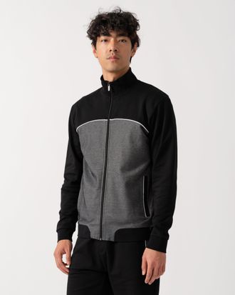 Boss Orange by Hugo Boss Mens Dual Colour High Neck Tracksuit Jacket in Grey Cotton - Size X-Large