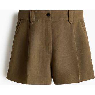 H&M Pleat-front Shorts in Dark Khaki Green at Nordstrom, Size 12