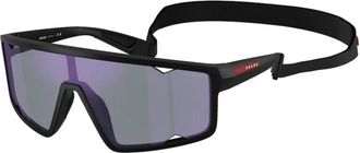 Prada PS A03S Zonnebril - Heren - Zonnebrillen - Zwart - 41 MM - Leer - Accessoires
