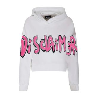 Disclaimer Crop Jersey Hoodie Urban Stijl - Dames - Hoodies - Wit - L - Katoen - Hoodies & sweatvesten