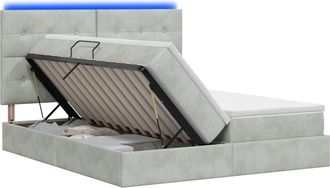 vidaXL Cama De Almacenamiento Led Con Colch&oacute;n Gris Claro 180 X 200 Cm Vidaxl