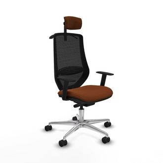 Piqueras y Crespo Piqueras Y Crespo Silla Ergon&oacute;mica Con Reposacabezas Negro Marr&oacute;n