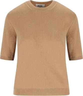Alpha Studio Kasjmier trui met korte mouwen - Beige