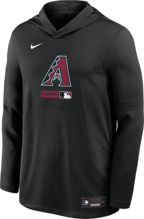 Nike Arizona Diamondbacks Authentic Collection Nike Mens Dri-FIT MLB Long-Sleeve Hooded Top in Black | 03B900ADQS-S9Q