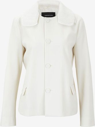 Fabiana Filippi Kost&uuml;mjacke aus technischem Tuch mit abnehmbarem Strickkragen