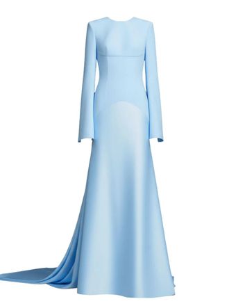 Solace London Claudine flared-sleeve maxi dress - women - Polyester - 10 - Blue