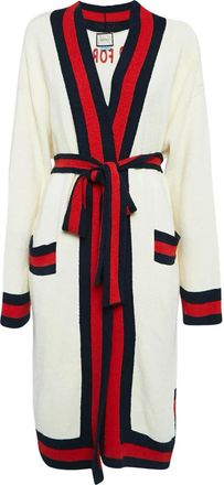 Gucci Cardigan lungo con cintura - Bianco