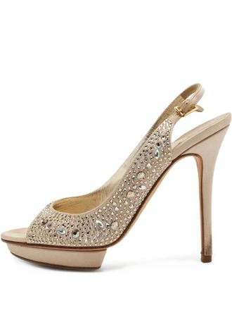 Gina pre-owned 120mm crystal-embellished sandals - Neutrals