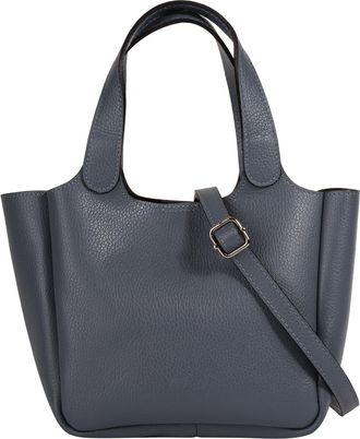 Cluty Henkeltasche CLUTY, Damen, Gr. B/H/T: 30cm x 19cm x 12cm onesize, blau, Leder, leicht gl&auml;nzend, unifarben, Taschen Henkeltasche, echt Leder, Made in I