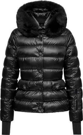 Moncler Armoniques Hooded Shearling-trimmed Down Ski Jacket Black Size 0