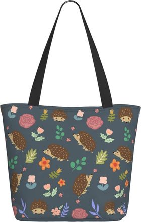 AOOEDM Cartoon Hedgehogs Floral Ladies Shopping Bag 13x11x7in.The Perfect ValentineS Day Gift.It Is The Best ValentineS Day Gift For Mom, Daughter, Wife,Etc