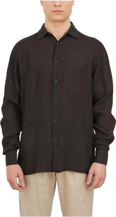 Paolo Pecora Long Sleeve Button-Up Shirt - Heren - Casual Overhemden - Zwart - 3XL - Overhemden