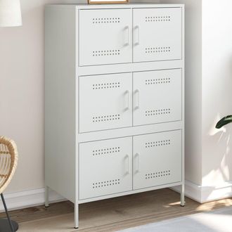 Berkfield Home Highboard White 68x39x113 cm Steel | Size: 68 x 39 x 113 cm