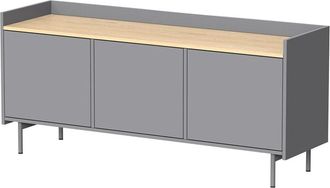 Vicco Mueble bajo para TV Velina, Gris/roble, 140 x 63 cm con 3 puertas, Vicco