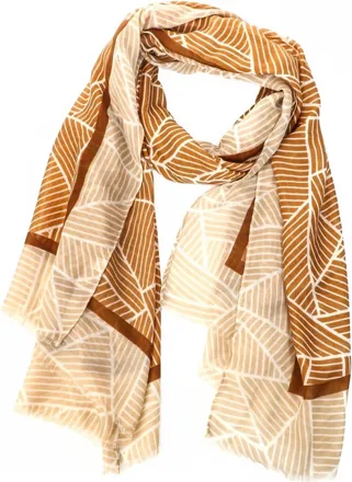 Melissa Masse Womens Border Geometric Print Scarf In Brown Khaki