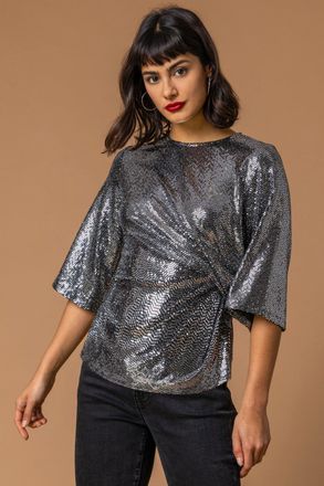 Roman Sparkly Twist Waist Top
