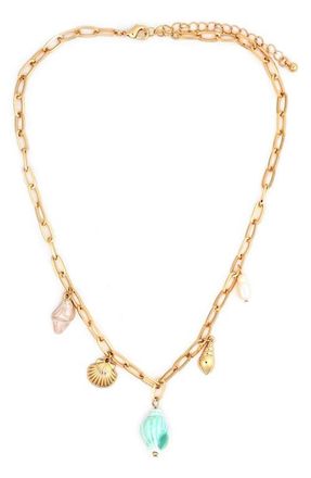 Panacea Shells Charm Necklace in Green at Nordstrom