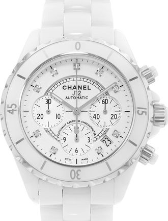 Chanel Pre-owned Chanel J12 Chronograph Diamond White Dial Unisex Watch H2009