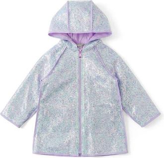 Pippa & Julie Kids Kyla Sequin Hooded Rain Jacket in Violet at Nordstrom, Size 12M