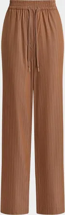 Varley Rowan Striped Cotton High-Rise Straight-Leg Pants