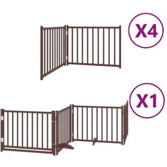 vidaXL Puerta De Perros Plegable 12 Paneles Madera &Aacute;lamo Marr&oacute;n 960 Cm Vidaxl
