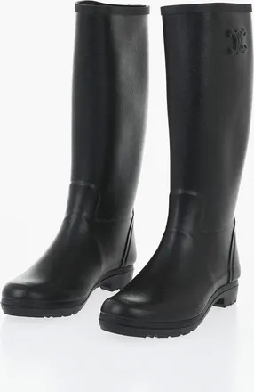 Celine Stivali Wellingtone in Gomma con Monogram in Rilievo Celine