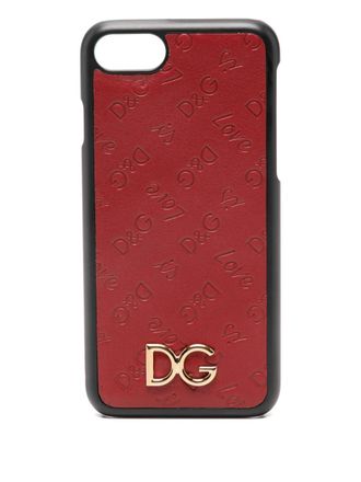 Dolce & Gabbana Cover per iPhone 7 con placca logo - Rosso