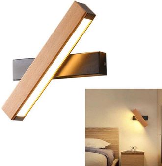 OEM L&aacute;mpara De Pared De Madera Maciza, L&aacute;mpara De Pared De 4w, L&aacute;mpara De Pared De Madera Maciza Para El Dormitorio, Luz Blanca C&aacute;lida, Negra