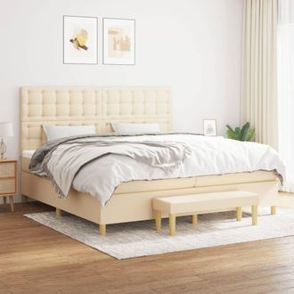 vidaXL Vidaxl - Cama Box Spring Con Colch&oacute;n Tela Color Crema 200x200 Cm