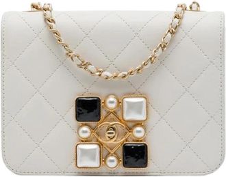 Chanel Pre-owned Vintage Flap Bag - Dames - Vintage Schoudertas - Wit - ONE Size - Leer - Vintage