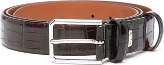 Santoni embossed leather belt - men - Calf Leather - 120 - Black