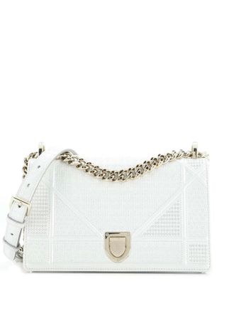 Dior Diorama Flap Bag Cannage Embossed Calfskin Small shoulder bag - Bianco