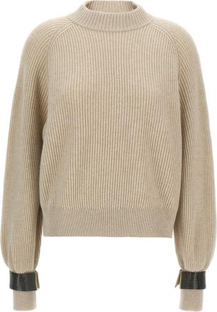 Brunello Cucinelli Beige Monile cuffs sweater