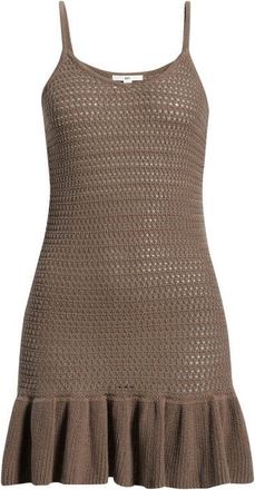 BP. Semisheer Flounce Hem Stretch Linen Blend Cover-Up Minidress in Brown Quartz at Nordstrom, Size Xx-Small
