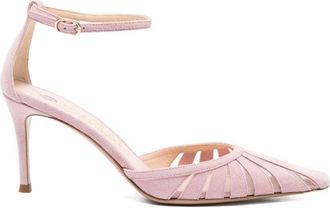 Roberto Festa Milano Silk and Nylon Square Toe Heels