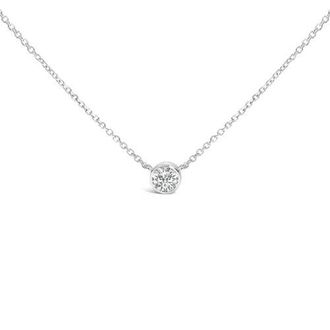 House of Brilliance 14K White Gold 1.00 Cttw Bezel Lab-Grown Diamond Solitaire Pendant Necklace at Nordstrom