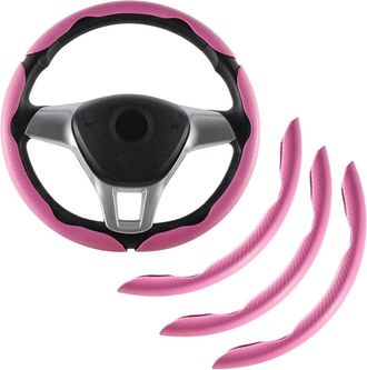 OEM Este Juego De 3 Piezas De Fundas Antideslizantes De Fibra De Carbono Rosa Para El Volante Presenta Un Dise&ntilde;o De Mariposa Segmentada Y Es Compatible Co