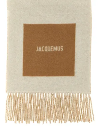 Jacquemus Virgin Wool Colorblock Scarf - Cream