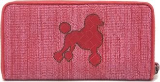 Bottega Veneta Intrecciato Red Color Leather Canvas Long Wallet (Bi-Fold) (Pre-Owned)