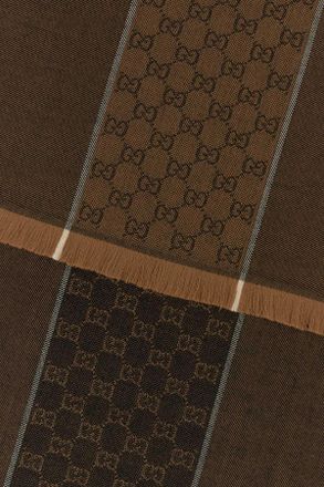 Gucci Mens Camel Wool Scarf Brownivory Exterior: Sciarpe E Foulard Scarfs
