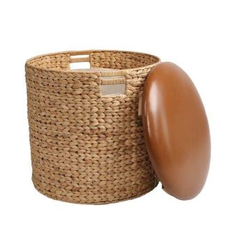 Happimess Josie 18 Modern Coastal Hand-Woven Hyacinth Storage Ottoman with Lid in Natural/brown at Nordstrom