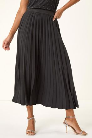 Roman Pleated Elastic Waist Maxi Skirt