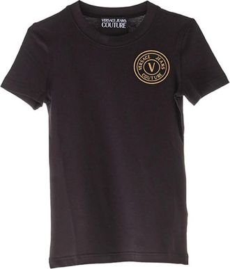 Versace Jeans Couture V-Emblem T-shirt - Dames - T-shirts - Zwart - L - Katoen - Tops
